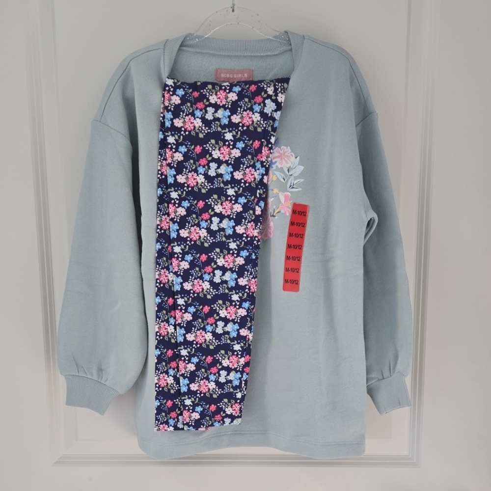 BCBG Girls Floral Print Sweatshirt Set with Leggings